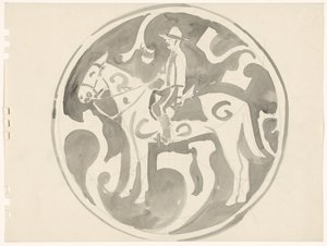 Entwurf für ein Schild mit einem kanadischen Mountie von Carel Adolph Lion Cachet