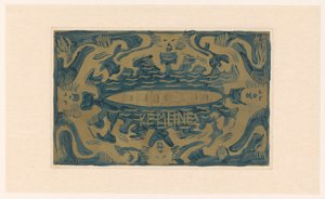 Entwurf für Vignette der Koninklijke Paketvaart Maatschappij, K.P.M. Lines von Carel Adolph Lion Cachet