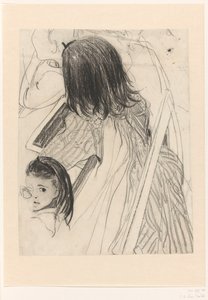 Skizzenblatt mit sitzendem Schulmädchen von Carel Adolph Lion Cachet