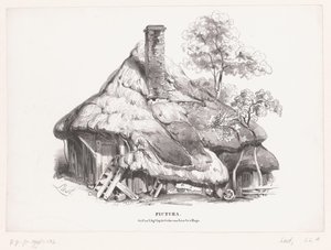 Bauernhof mit Strohdach von Carel Christiaan Antony Last