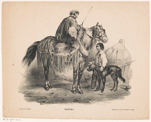 Edelmann zu Pferd und bettelnder Junge von Carel Christiaan Antony Last
