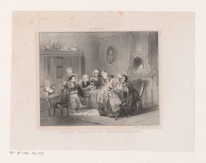 Joseph-Ignace Guillotin betrachtet ein Miniaturmodell einer Guillotine von Carel Christiaan Antony Last