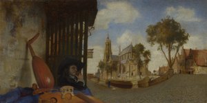 Ansicht von Delft mit einem Musikinstrumentenstand, 1652