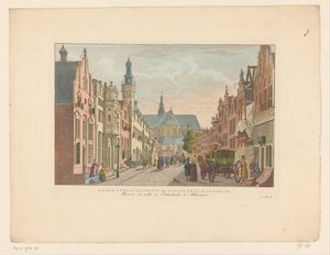 Ansicht der Langestraat, des Rathauses und der Großen Kirche in Alkmaar von Carel Frederik Bendorp (I)