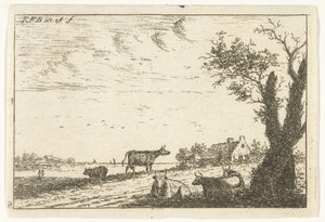 Flusslandschaft mit Kühen von Carel Frederik Bendorp (I)