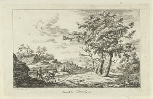 Jäger mit einem Hund auf einem Pfad (Buyten Haarlem, Landschaften a-f) von Carel Lodewijk Hansen