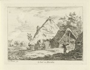 Karren vor einem Bauernhof (Te Eext in Drenthe) von Carel Lodewijk Hansen