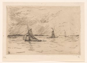 Drei Segelboote auf der Maas von Carel Nicolaas Storm van 