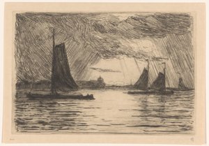 Ansicht der Maas bei Dordrecht bei Abend von Carel Nicolaas Storm van 