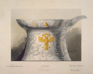 Entwurf einer Tasse. Geschenke zur Erinnerung an das 300-jährige Jubiläum der Romanow-Dynastie, 1910er Jahre von Carl Edvard Bolin company