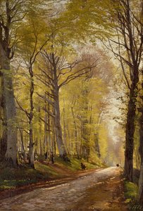 Ein Waldweg mit Hirten und Vieh von Carl Frederick Aagaard