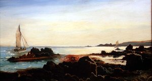 Küstenlandschaft mit Segelbooten