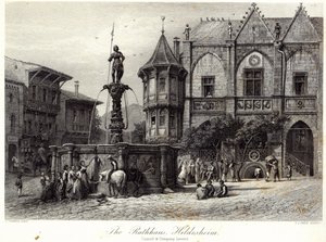 Das Rathaus, Hildesheim, graviert von J.J. Crew, gedruckt von Cassell und Company Ltd
