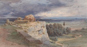 Blick auf Norba von Norden, in Richtung San Felice Circeo, 1856 von Carl Friedrich Heinrich Werner