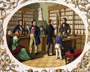 Innenraum einer österreichischen Apotheke von Carl and Geiger Peter Johann Nepomuk Kunz