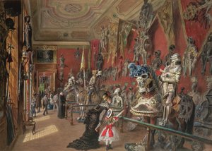 Der zweite Rüstkammerraum in der Ambraser Galerie des Unteren Belvedere, 1875