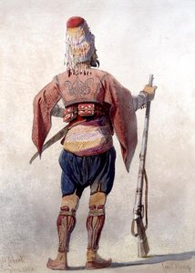 Ein Zebeck, ein türkischer Krieger mit einer Waffe von Carl Haag