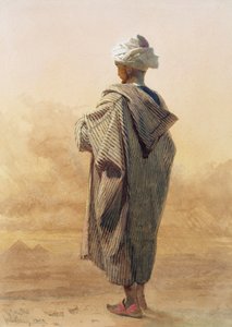 Kairo, ein Araber in der Dämmerung vor den Pyramiden von Carl Haag
