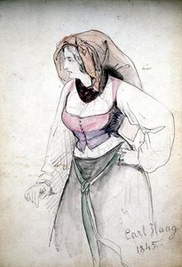 Studie einer Dame in italienischer Tracht von Carl Haag