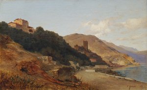 Italienische Abendlandschaft (Herbstabend an der Riviera bei Bordighera) von Carl Hasch