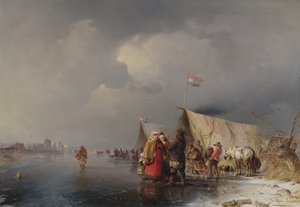 Niederländisches Lager auf dem Eis, 1849 von Carl Hilgers