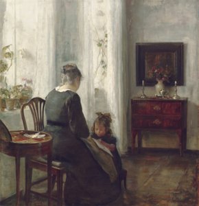 Eine Mutter und Kind im Innenraum