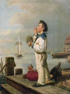 Kleiner Matrose wartet auf dem Kai von Carl Julius Lorck