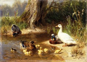 Enten am Wasserufer, 1874
