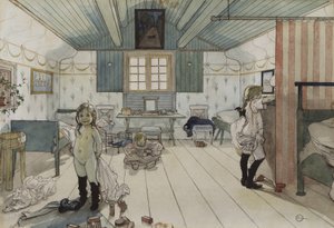 Mammas und das kleine Mädchenzimmer, aus der Serie Ein Zuhause, ca. 1895 von Carl Larsson