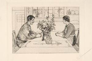 Selbstporträt als Radierer von Carl Larsson