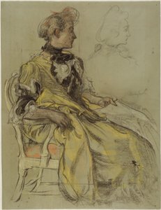 Skizze für Lovisa Ulrikas Kostüm: Vorzeichnung für das Lovisa Ulrika Fresko im Treppenhaus des Nationalmuseums, Stockholm von Carl Larsson
