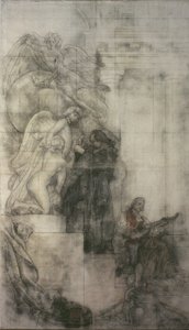 Die Kunst der Bildhauerei: Carl Michael Bellman in Sergels Studio. Cartoon für das Fresko in der unteren Halle des NM von Carl Larsson