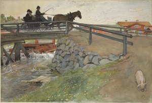 Die Brücke. Aus „Ein Heim“ (26 Aquarelle) von Carl Larsson