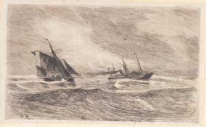 Sturm in der Nordsee. Arcturus bekommt einen Lotsen von Carl Locher