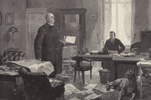 Bismarck diktiert seine Memoiren (Gravur) von Carl Ludwig Friedrich Becker