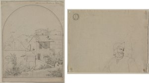 Blick aus meinem Fenster in Rom (recto) Soldat in einer Landschaft (verso)