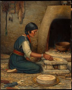 Hopi-Frau beim Piki-Machen von Carl Moon
