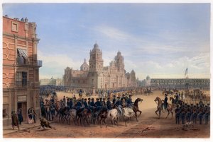 General Scotts Einzug in Mexiko-Stadt, veröffentlicht 1851 von Carl Nebel
