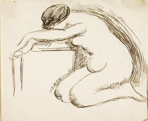 Weiblicher Akt auf Knien von Carl Newman
