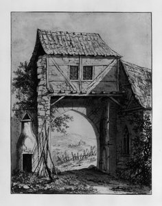 Torbau mit Blick auf eine Landschaft mit Ruine von Carl Philipp Fohr