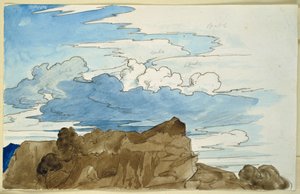Wolkenstudie über Felskuppe im Gebirge von Carl Philipp Fohr