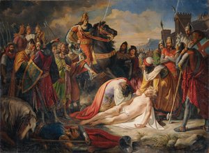Karl I. von Anjou über dem Körper von Manfred nach der Schlacht von Benevento am 26. Februar 1266, 1838 von Carl Rahl