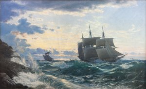 Schiffe, die am Morgen nach einem Sturm das Land klären von Carl Rasmussen