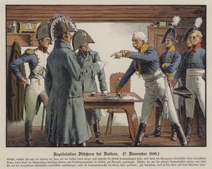 Feldmarschall Blücher kapituliert vor den Franzosen in Katekau, 7. November 1806 von Carl Röchling