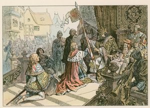 Friedrich I. (1371-1440) mit Sigismund in Konstanz, belohnt mit dem Land der Kurmark im Jahr 1417 von Carl Rohling