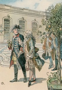 Friedrich der Große (1712-1786) im Gespräch mit dem französischen Philosophen Voltaire (1694-1778) von Carl Rohling