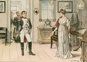 Königin Louise von Preußen (1776-1810) und Napoleon I. (1769-1821) in Tilsit 1807 während der Unterzeichnung des zweiten Vertrags von Tilsit