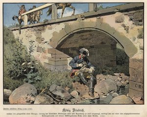 Friedrich der Große von Preußen versteckt sich vor dem Feind von Carl Röchling