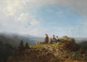 Dirndln auf der Alm von Carl Spitzweg