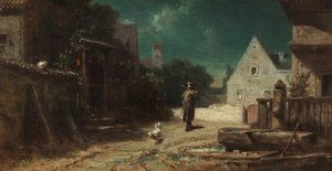 Der Nachtwächter bei Mondlicht, oder Hund und Katze